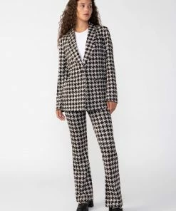 Sanctuary Clothing Sets Filmore Flare Pant Oatmilk Houndstooth