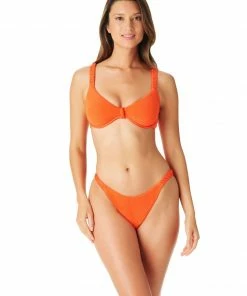 Sanctuary Swim Side Elastic Hipster Bikini Bottom Tangerine