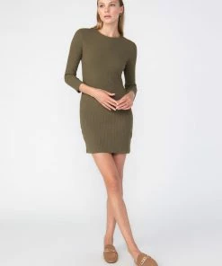 Sanctuary Clothing Rider Bodycon Dress Olive Oil
