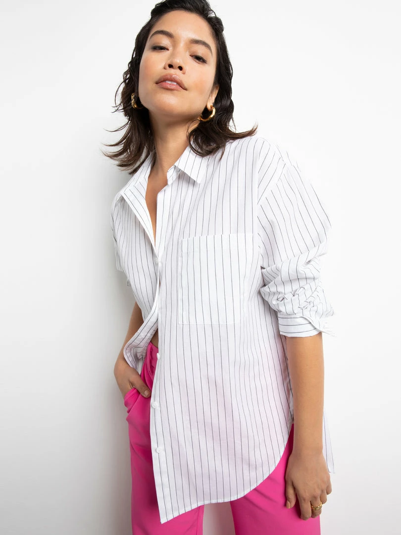 Sanctuary Clothing Open Back Tunic Slim Stripe Black 1 Sanctuary Clothing Open Back Tunic Slim Stripe Black