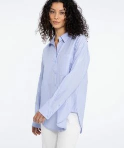 Sanctuary Clothing Open Back Tunic Slim Stripe Blue