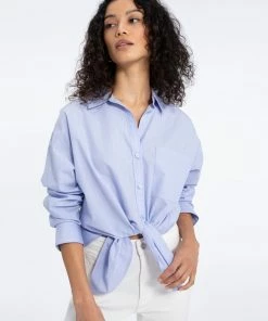 Sanctuary Clothing Open Back Tunic Slim Stripe Blue