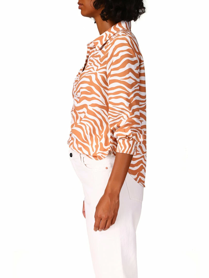 Sanctuary Clothing Sustainable Ruched Shirt Savanna Stripe 4 Sanctuary Clothing Sustainable Ruched Shirt Savanna Stripe