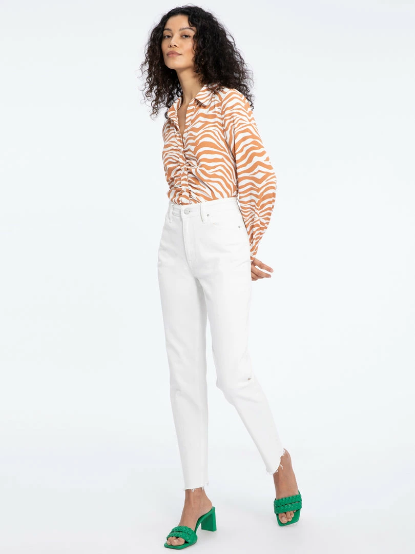 Sanctuary Clothing Sustainable Ruched Shirt Savanna Stripe 2 Sanctuary Clothing Sustainable Ruched Shirt Savanna Stripe