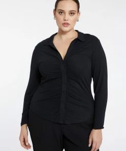 Sanctuary Clothing Dreamgirl Button Up Top Black Inclusive Collection The Curve Shop