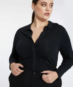 Sanctuary Clothing Dreamgirl Button Up Top Black Inclusive Collection The Curve Shop