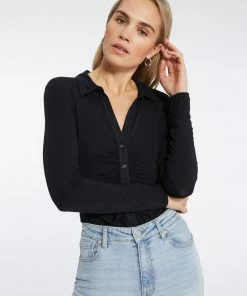 Sanctuary Clothing Dreamgirl Button Up Top Black