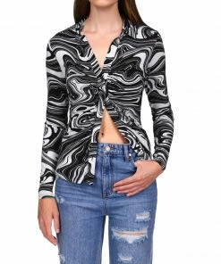 Sanctuary Clothing Dreamgirl Button Up Top Marble Sky