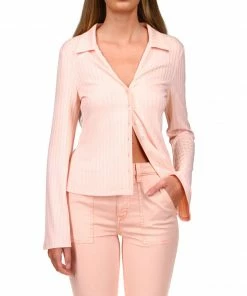 Sanctuary Clothing Skimmer Rib Shirt Peachy Keen