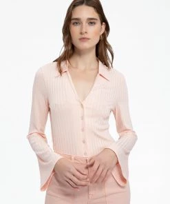 Sanctuary Clothing Skimmer Rib Shirt Peachy Keen