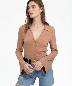 Sanctuary Clothing Skimmer Rib Shirt Washed Lion