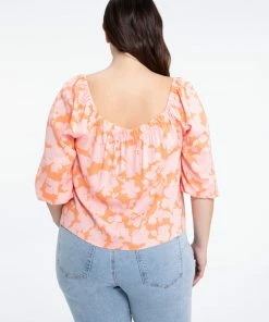 Sanctuary Clothing Spring Square Neck Top Melon Field Inclusive Collection Floral Collage
