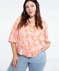 Sanctuary Clothing Spring Square Neck Top Melon Field Inclusive Collection Floral Collage