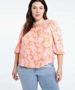 Sanctuary Clothing Spring Square Neck Top Melon Field Inclusive Collection Floral Collage