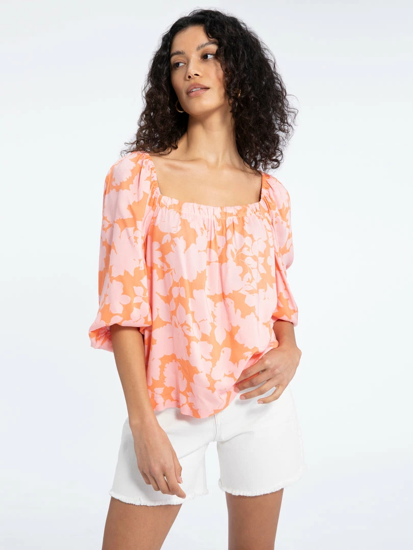 Sanctuary Clothing Floral Collage Spring Square Neck Top Melon Field 3 Sanctuary Clothing Floral Collage Spring Square Neck Top Melon Field