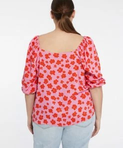 Sanctuary Clothing Floral Collage Daily Button Front Blouse Cherry Kiss Inclusive Collection