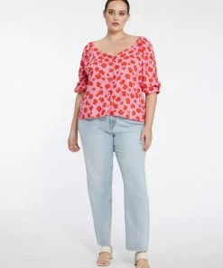 Sanctuary Clothing Floral Collage Daily Button Front Blouse Cherry Kiss Inclusive Collection