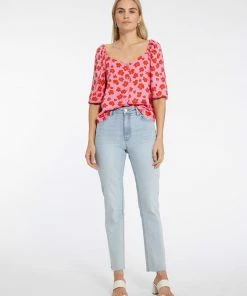 Sanctuary Clothing Daily Button Front Blouse Cherry Kiss