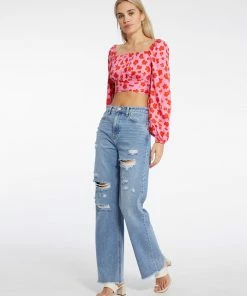 Sanctuary Clothing Going Solo Crop Tie Top Cherry Kiss