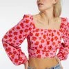 Sanctuary Clothing Going Solo Crop Tie Top Cherry Kiss
