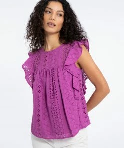 Sanctuary Clothing Breezy Eyelet Shell Horizon