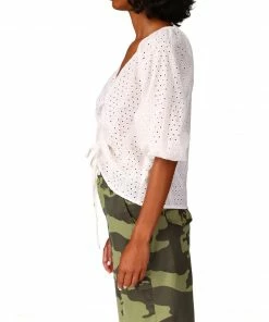Sanctuary Clothing Eyelet Drawstring Blouse White 10 Sanctuary Clothing Eyelet Drawstring Blouse White