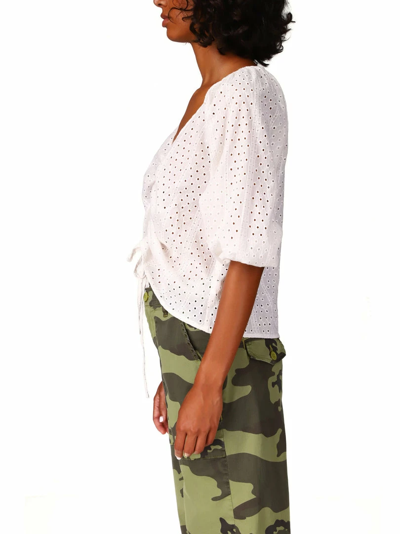 Sanctuary Clothing Eyelet Drawstring Blouse White 5 Sanctuary Clothing Eyelet Drawstring Blouse White