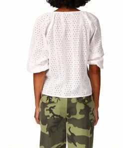 Sanctuary Clothing Eyelet Drawstring Blouse White 11 Sanctuary Clothing Eyelet Drawstring Blouse White