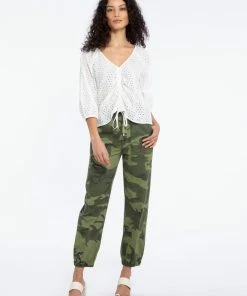 Sanctuary Clothing Eyelet Drawstring Blouse White