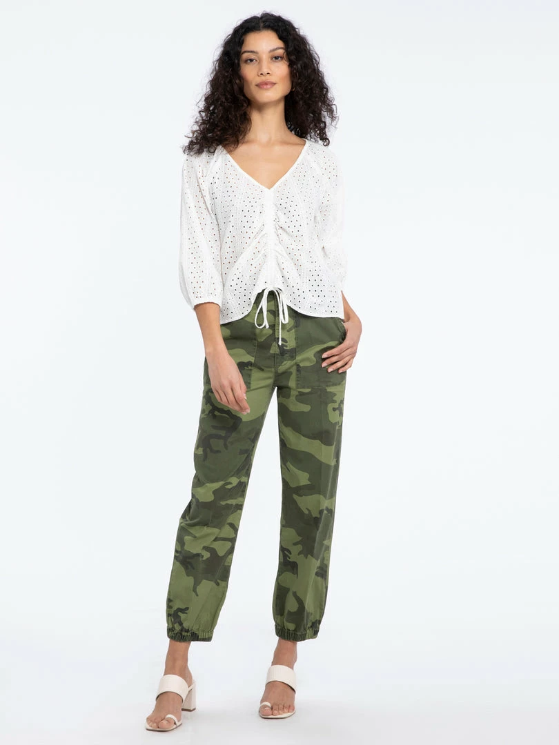 Sanctuary Clothing Eyelet Drawstring Blouse White 2 Sanctuary Clothing Eyelet Drawstring Blouse White