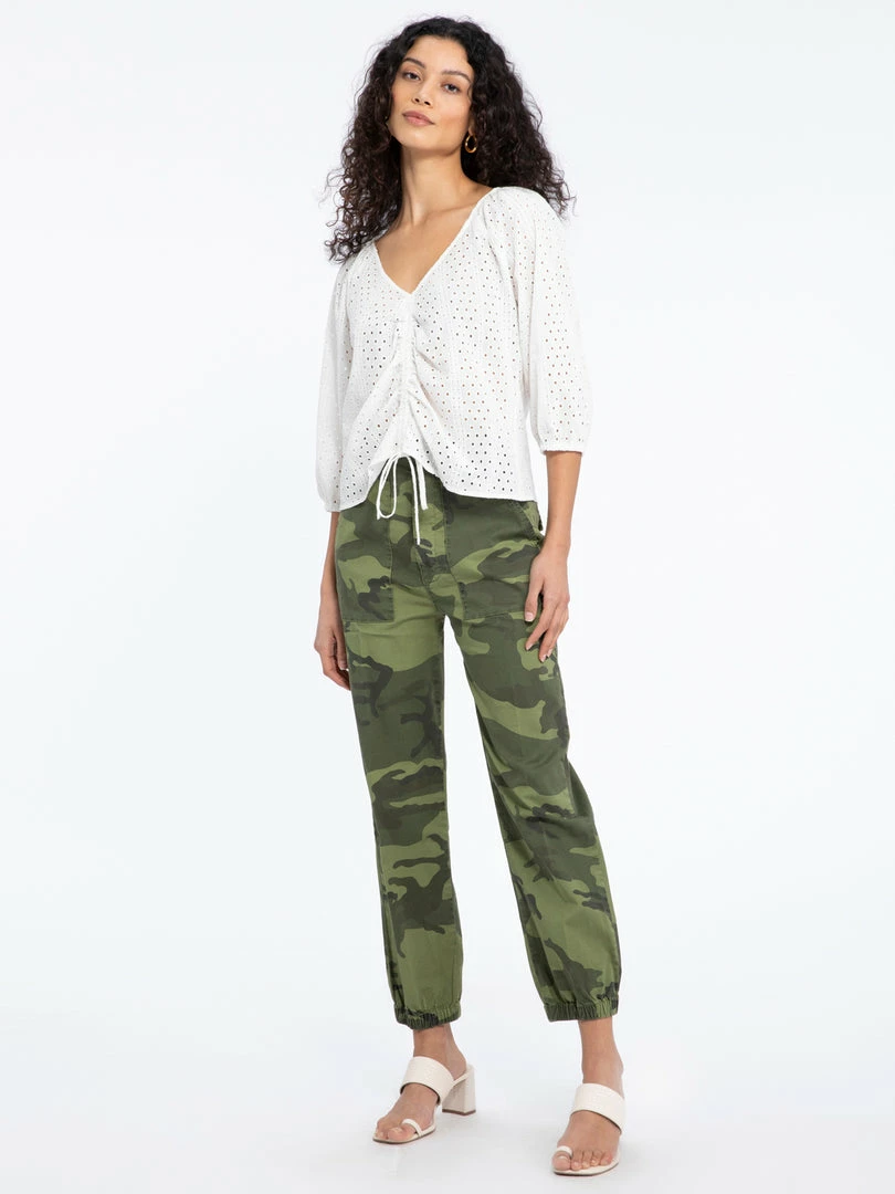 Sanctuary Clothing Eyelet Drawstring Blouse White 3 Sanctuary Clothing Eyelet Drawstring Blouse White