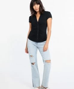 Sanctuary Clothing Dream Button Up Top Black