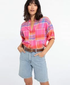 Sanctuary Clothing Summer Easy Pocket Shirt Sunny Madras