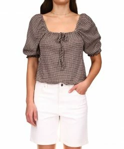 Sanctuary Clothing Summer Remember Me Top Chocolate Gingham