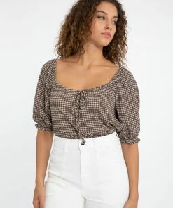 Sanctuary Clothing Summer Remember Me Top Chocolate Gingham