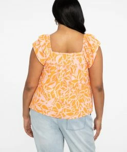 Sanctuary Clothing Soft Ruffle Cami Tangerine Stencil Inclusive Collection Summer