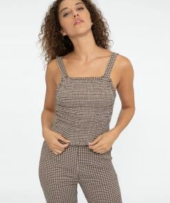 Sanctuary Clothing Westside Check Tank Chocolate Gingham Summer