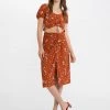 Sanctuary Clothing Twist Me Midi Skirt Earth Bloom Summer