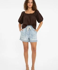 Sanctuary Clothing Day Off Blouse Chocolate Chip Summer