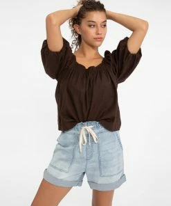 Sanctuary Clothing Day Off Blouse Chocolate Chip Summer