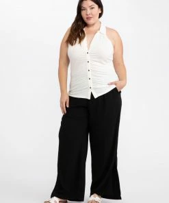 Sanctuary Clothing Side Slit Wide Leg Black Inclusive Collection