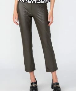 Sanctuary Clothing Leather Like Carnaby Kick Crop Pant Olive Oil