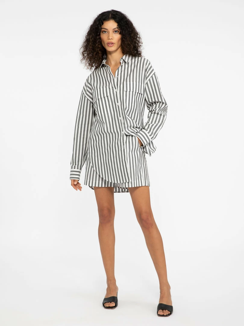 Sanctuary Clothing Sets Oversized Poplin Tunic Optical Stripe 6 Sanctuary Clothing Sets Oversized Poplin Tunic Optical Stripe