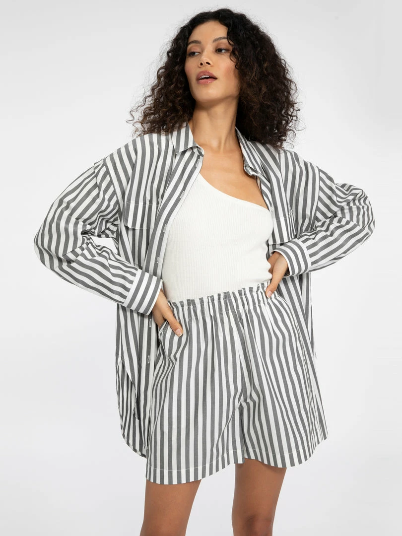 Sanctuary Clothing Sets Oversized Poplin Tunic Optical Stripe 5 Sanctuary Clothing Sets Oversized Poplin Tunic Optical Stripe