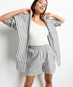 Sanctuary Clothing Sets Oversized Poplin Tunic Optical Stripe