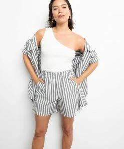 Sanctuary Clothing Sets Poplin Paperbag Short Optical Stripe