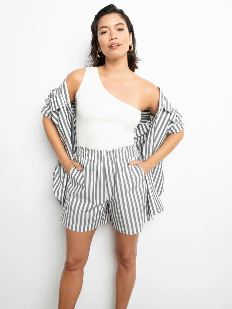 Sanctuary Clothing Sets Poplin Paperbag Short Optical Stripe 2 Sanctuary Clothing Sets Poplin Paperbag Short Optical Stripe