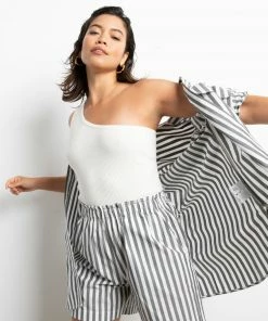 Sanctuary Clothing Sets Poplin Paperbag Short Optical Stripe