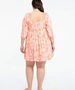 Sanctuary Clothing Weekender Babydoll Dress Melon Field Inclusive Collection Floral Collage