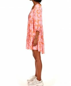 Sanctuary Clothing Floral Collage Weekender Babydoll Dress Melon Field